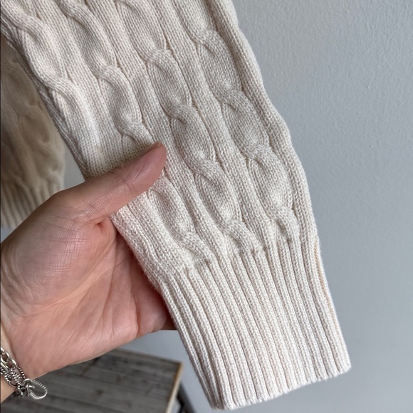 Polo by Ralph Lauren Cream Cable Knit Crewneck Sweater - Picture 4 of 7